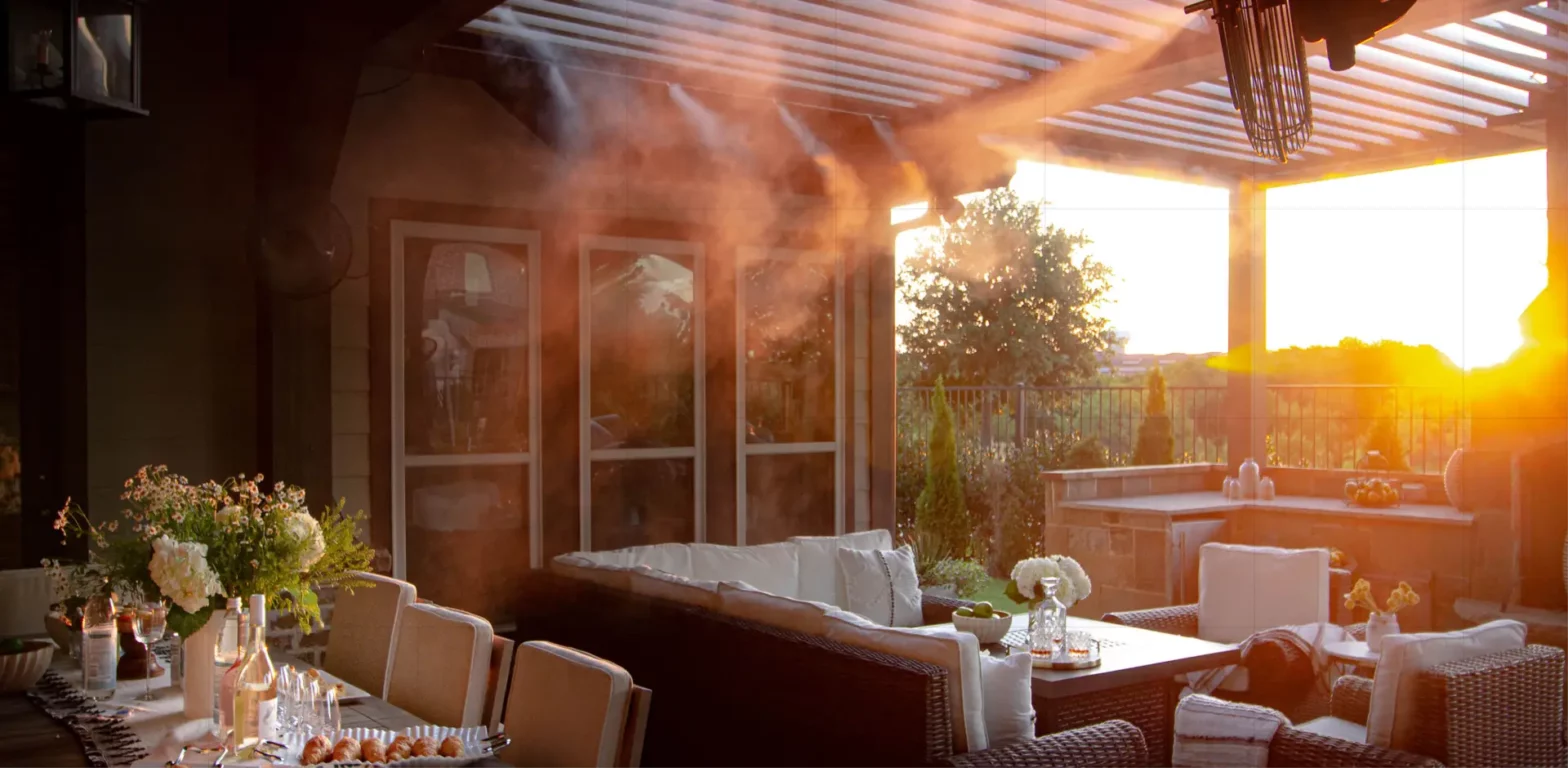 aermist - high pressure misting system - patio cooling system - patio